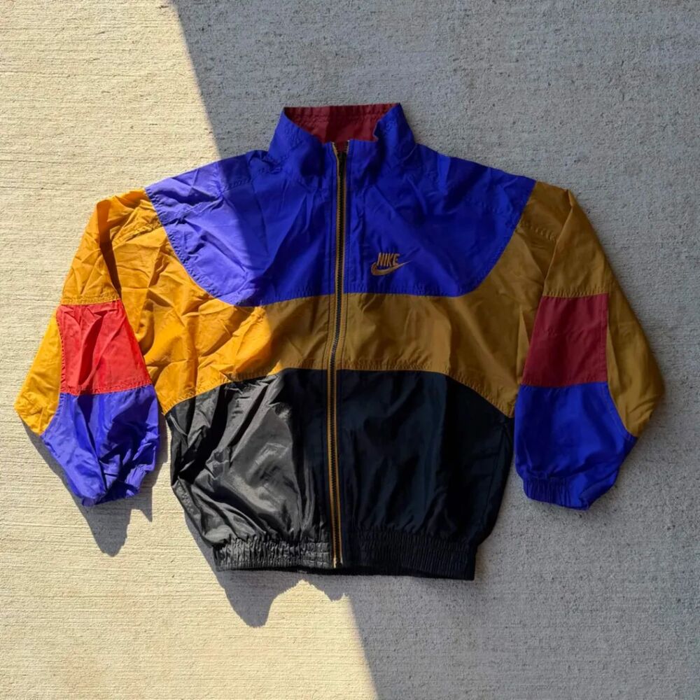 Vintage 90s Nike Grey Tag Colorblock Windbreaker Track Jacket Mens S/M